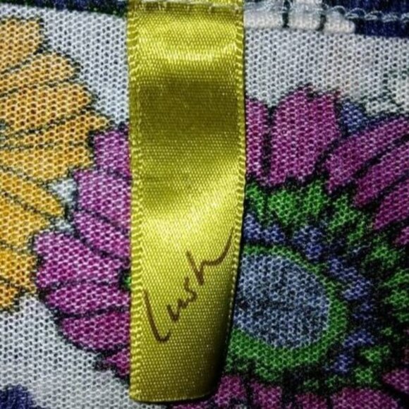 Y2K Lush Blouse Multicolor Floral V Neck High Waist Stretch Soft Women Medium - Picture 4 of 4